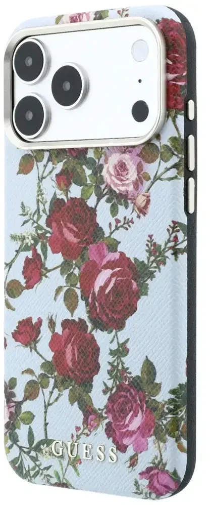 Dėklas Guess Blossom Roses Print MagSafe do iPhone 18 Pro / 17 Pro mėlyna