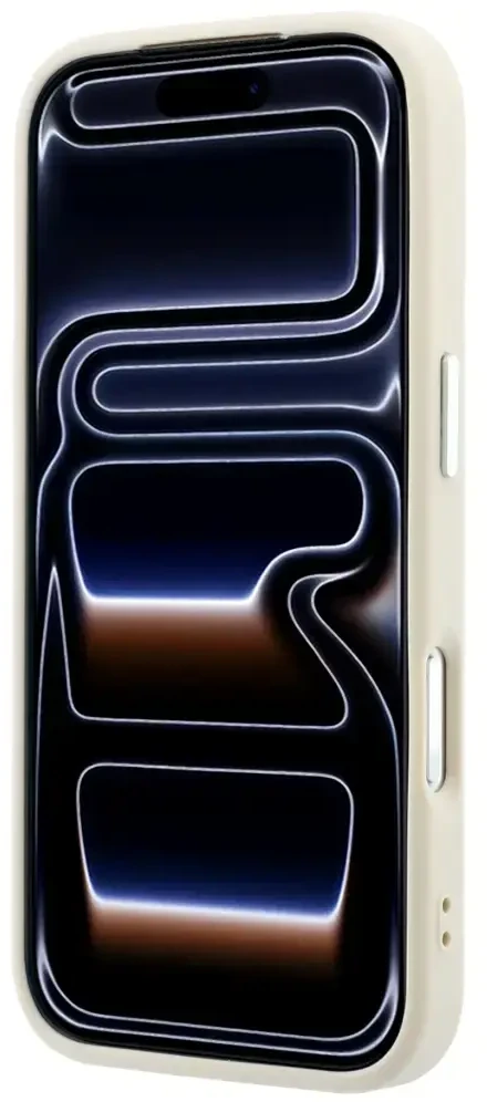 Dėklas Guess Grained Triangle Logo MagSafe do iPhone 18 Pro Max / 17 Pro Max smėlio spalva