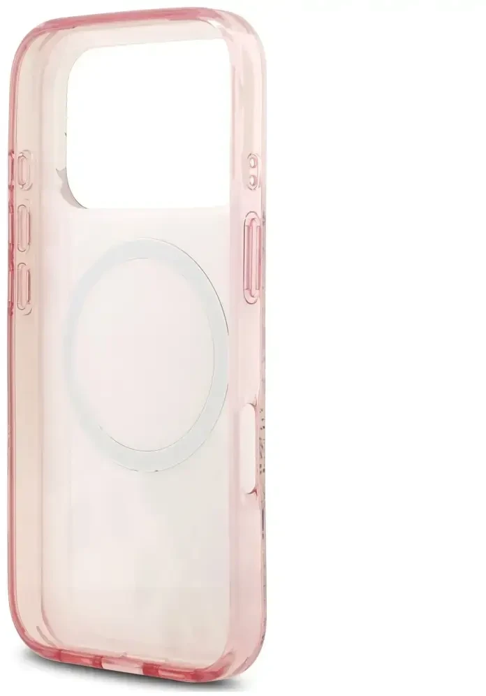 Dėklas Guess IML Flower & Tonal Circle MagSafe do iPhone 18 Pro Max / 17 Pro Max rožinė