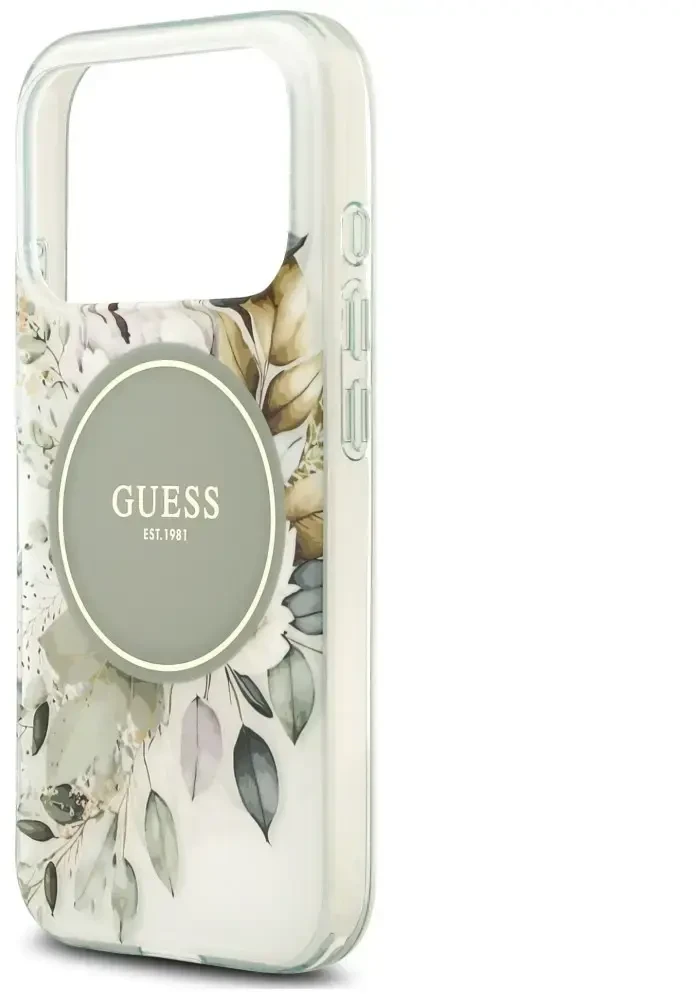 Dėklas Guess IML Flower & Tonal Circle MagSafe do iPhone 18 Pro Max / 17 Pro Max žalia