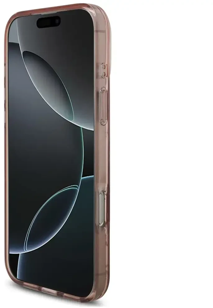 Dėklas Guess IML Flowers Pearl Strap MagSafe do iPhone 18 Pro / 17 Pro rožinė