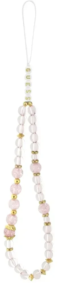 Dėklas Guess IML Flowers Pearl Strap MagSafe do iPhone 18 Pro / 17 Pro rožinė
