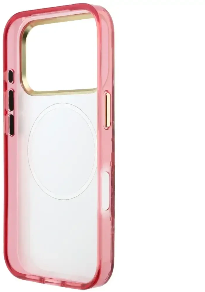 Dėklas Guess IML Glitter Blossom Roses do iPhone 18 Pro Max / 17 Pro Max bordo spalvos