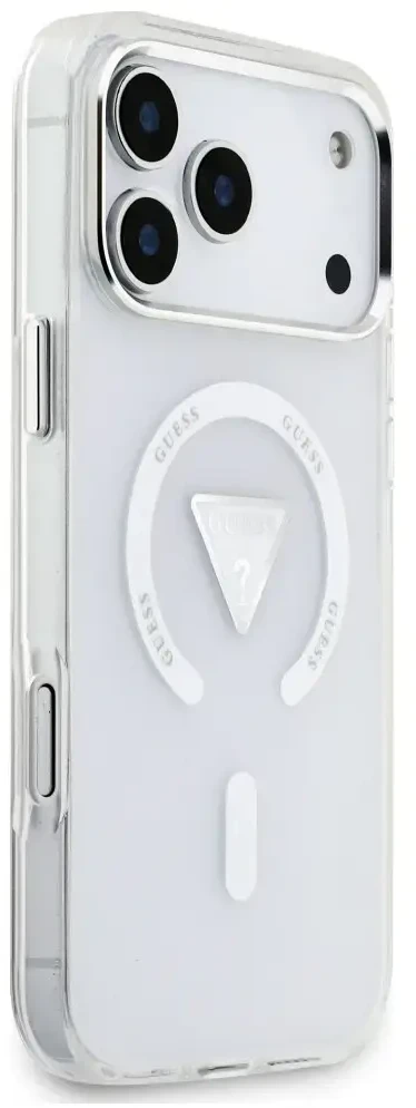 Dėklas Guess IML Gradient Triangle Logo MagSafe do iPhone 18 Pro Max / 17 Pro Max permatomas