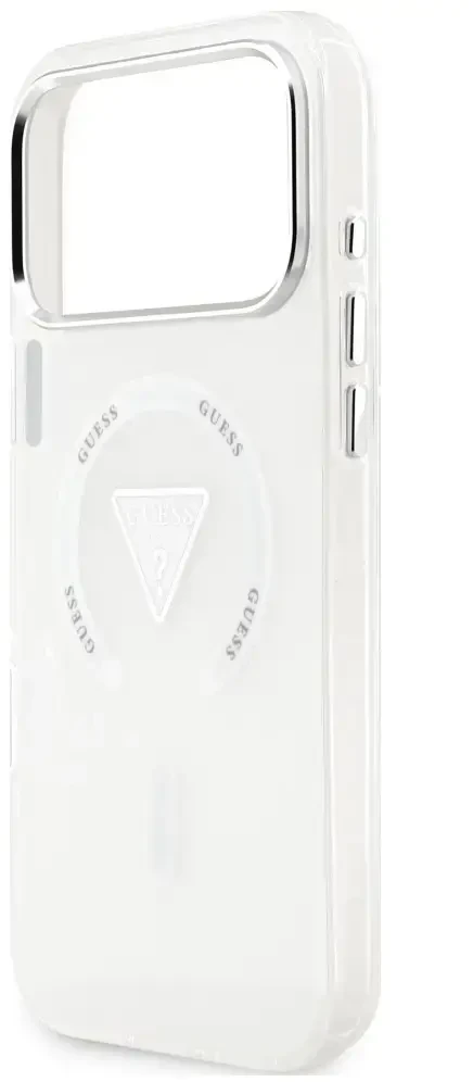 Dėklas Guess IML Gradient Triangle Logo MagSafe do iPhone 18 Pro Max / 17 Pro Max permatomas