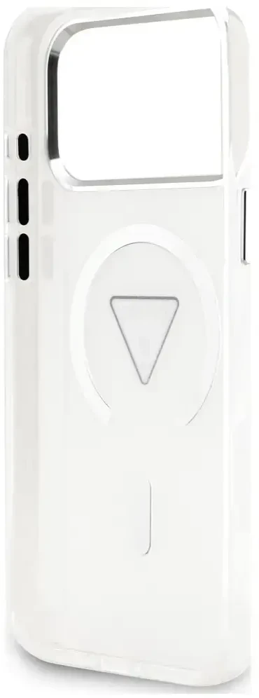 Dėklas Guess IML Gradient Triangle Logo MagSafe do iPhone 18 Pro Max / 17 Pro Max permatomas