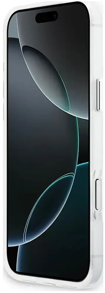 Dėklas Guess IML Gradient Triangle Logo MagSafe do iPhone 18 Pro Max / 17 Pro Max permatomas