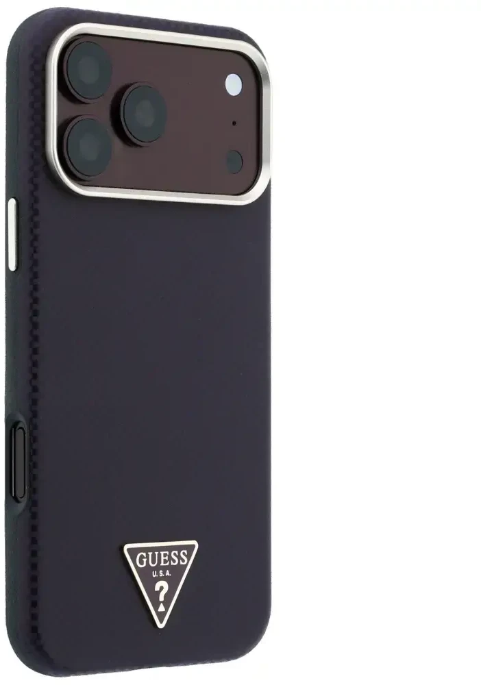 Dėklas Guess Kevlar Triangle Logo MagSafe do iPhone 18 Pro / 17 Pro bordo spalvos