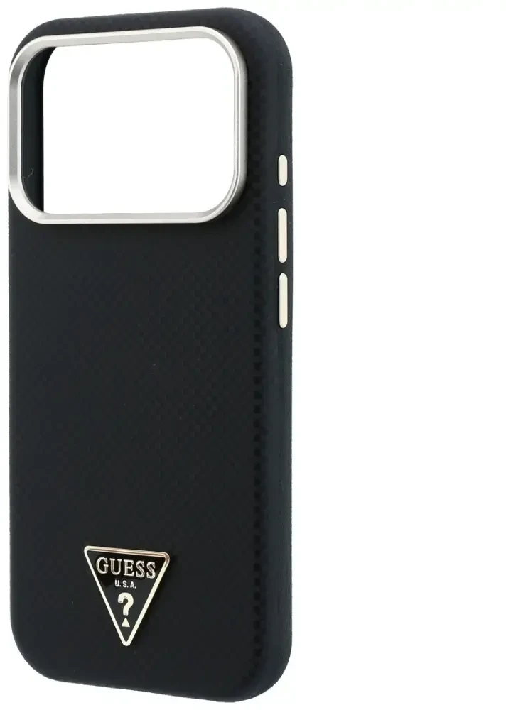 Dėklas Guess Kevlar Triangle Logo MagSafe do iPhone 18 Pro / 17 Pro juoda