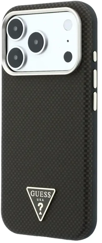 Dėklas Guess Kevlar Triangle Logo MagSafe do iPhone 18 Pro Max / 17 Pro Max ruda