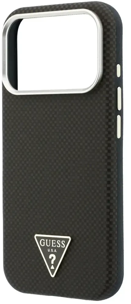 Dėklas Guess Kevlar Triangle Logo MagSafe do iPhone 18 Pro Max / 17 Pro Max ruda