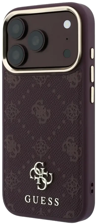 Dėklas Guess Peony 4G Small Logo MagSafe do iPhone 18 Pro / 17 Pro bordo spalvos