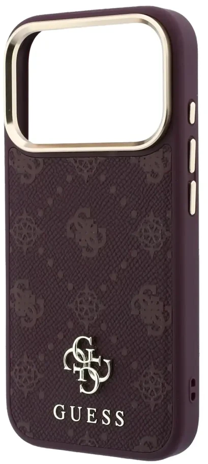 Dėklas Guess Peony 4G Small Logo MagSafe do iPhone 18 Pro / 17 Pro bordo spalvos