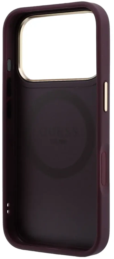 Dėklas Guess Peony 4G Small Logo MagSafe do iPhone 18 Pro Max / 17 Pro Max bordo spalvos