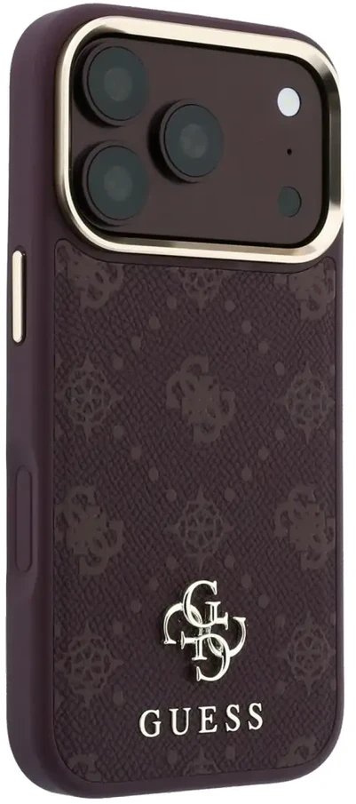 Dėklas Guess Peony 4G Small Logo MagSafe do iPhone 18 Pro / 17 Pro bordo spalvos