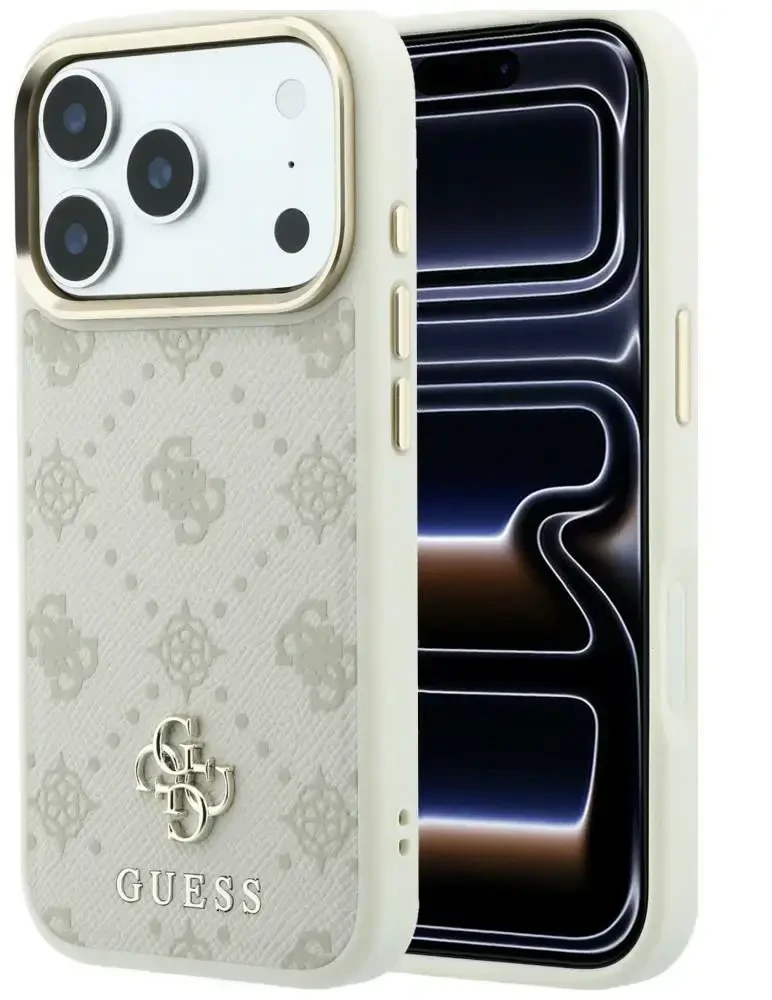 Dėklas Guess Peony 4G Small Logo MagSafe do iPhone 18 Pro Max / 17 Pro Max smėlio spalva