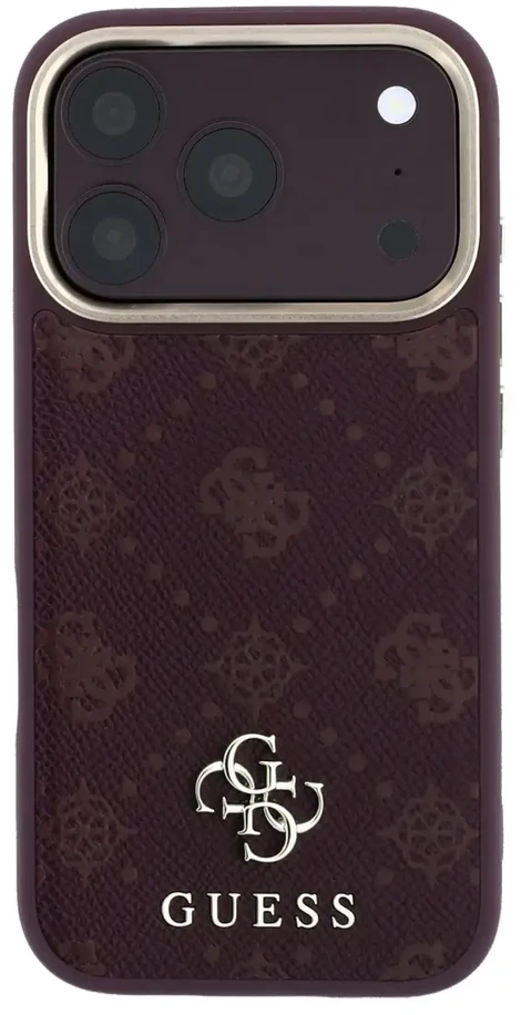 Dėklas Guess Peony 4G Small Logo MagSafe do iPhone 18 Pro / 17 Pro bordo spalvos