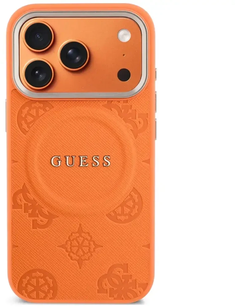 Dėklas Guess Peony Hot Stamp MagSafe do iPhone 18 Pro Max / 17 Pro Max oranžinė