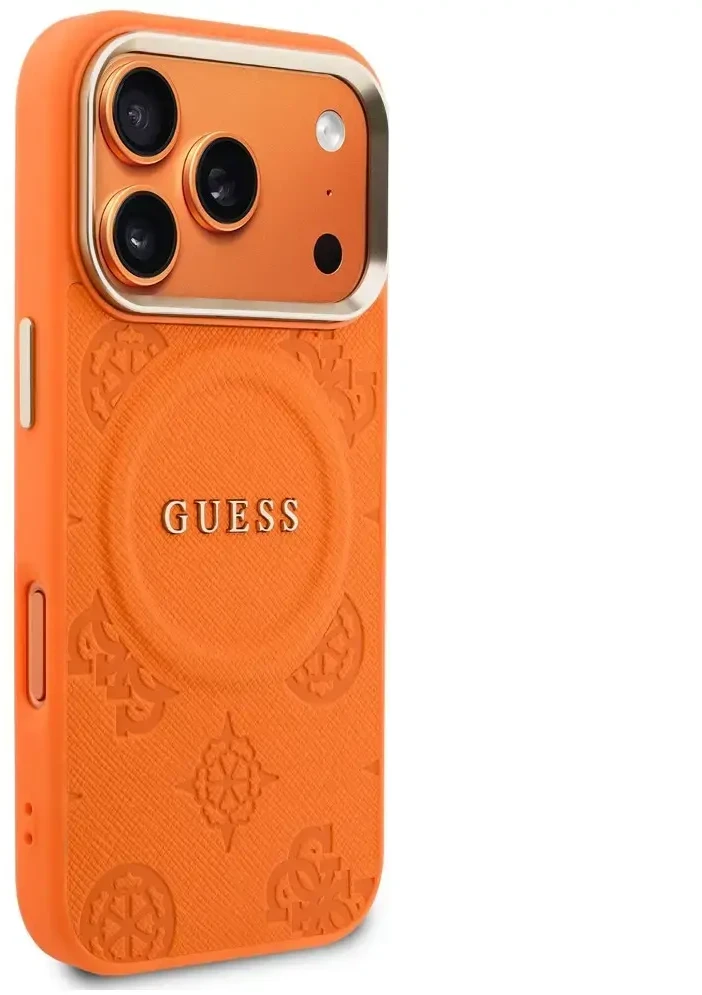 Dėklas Guess Peony Hot Stamp MagSafe do iPhone 18 Pro Max / 17 Pro Max oranžinė