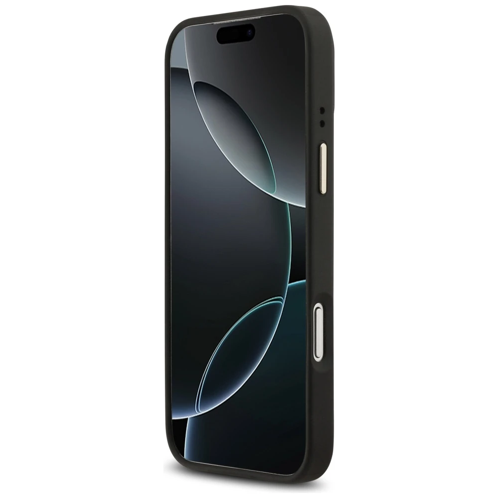 GUESS dėklas, skirtas IPHONE 17 Pro Max, suderinamas su MagSafe GUHMP17XPSAMSECK (PU W/ Peony Hot Stamp) juodas