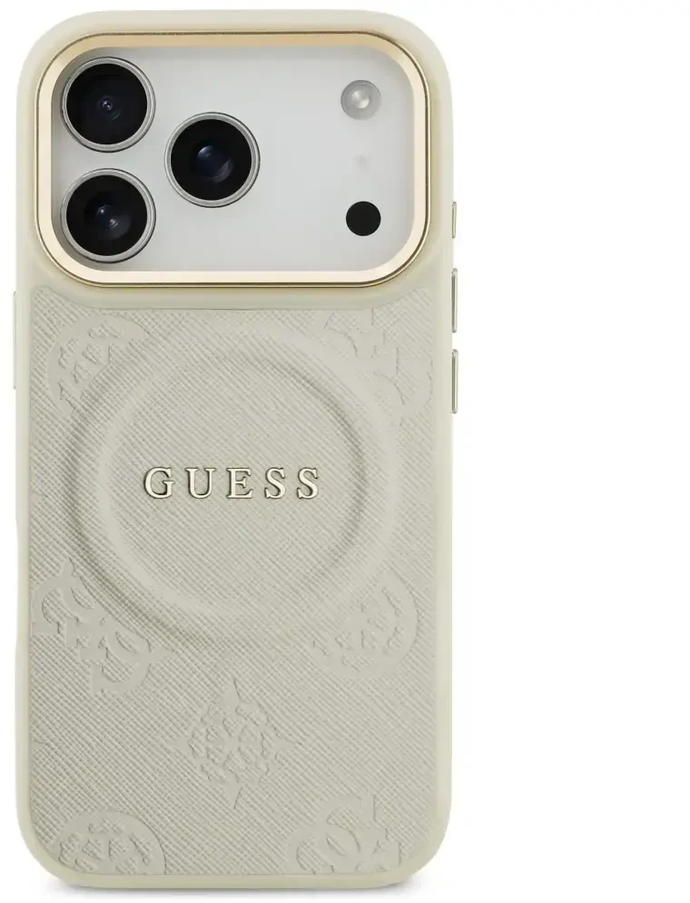 Dėklas Guess Peony Hot Stamp MagSafe Case for iPhone 17 Pro - rusvai gelsvas