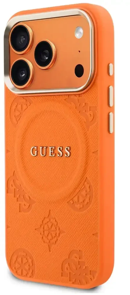 Dėklas Guess Peony Hot Stamp MagSafe do iPhone 18 Pro Max / 17 Pro Max oranžinė