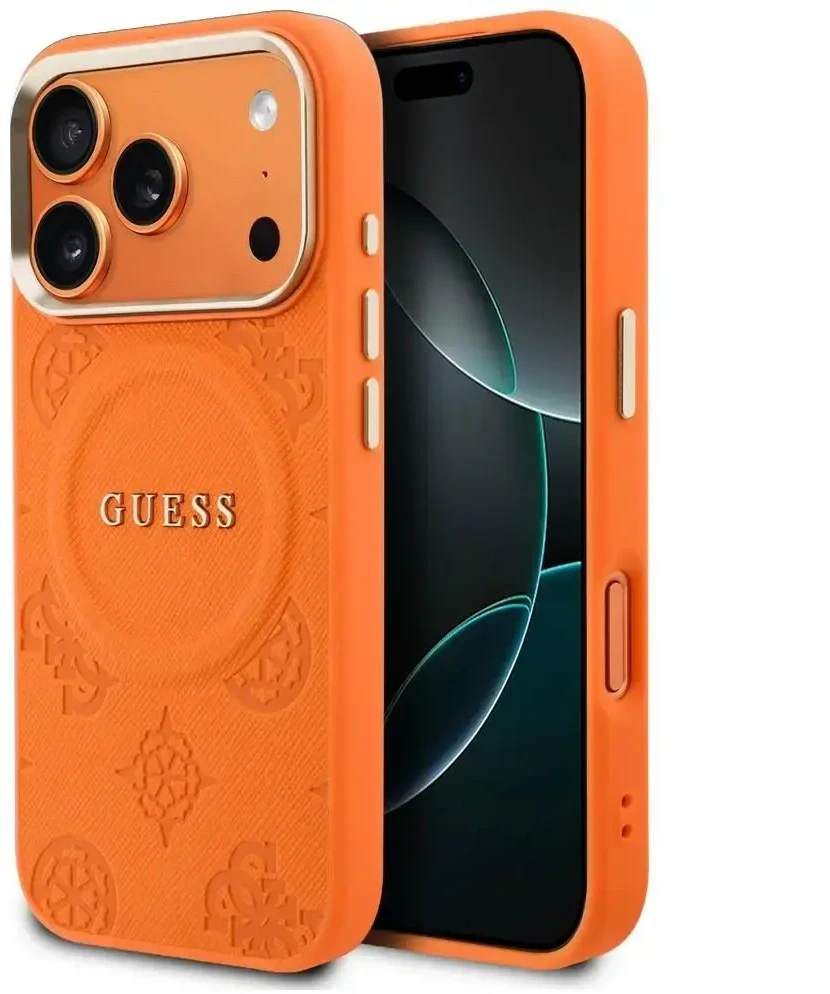 Dėklas Guess Peony Hot Stamp MagSafe do iPhone 18 Pro Max / 17 Pro Max oranžinė