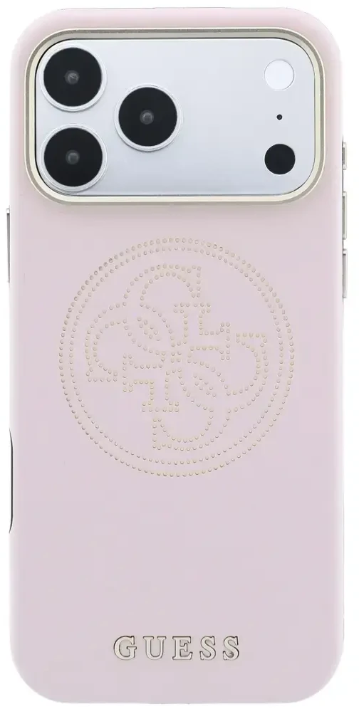 Dėklas Guess Perforated 4G Gold Logo Magsafe do iPhone 18 Pro / 17 Pro rožinė