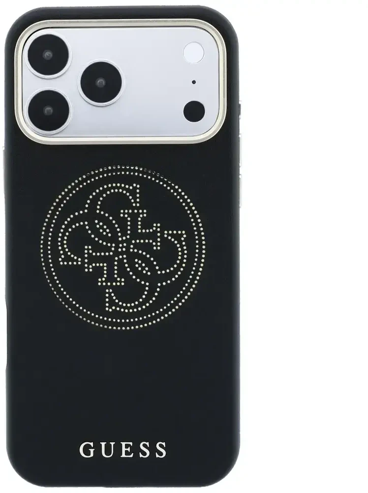 Dėklas Guess Perforated 4G Gold Logo Magsafe do iPhone 18 Pro / 17 Pro juoda