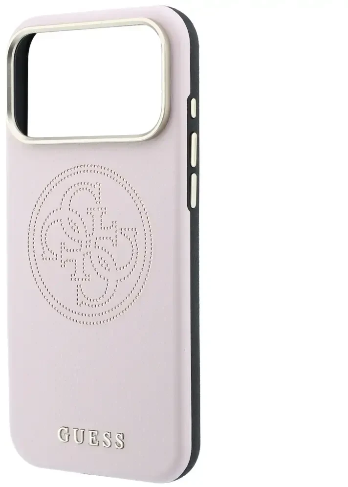 Dėklas Guess Perforated 4G Gold Logo Magsafe do iPhone 18 Pro / 17 Pro rožinė