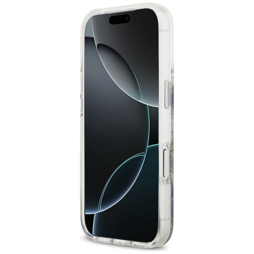 GUESS dėklas IPHONE 17 Pro, suderinamas su MagSafe GUHMP17LRBFGFGMU (dervos gėlės ir blizgučiai), violetinė
