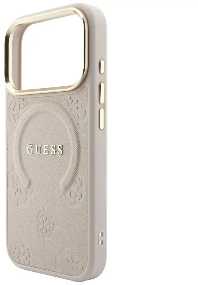 Dėklas Guess Saffiano Peony & Ring MagSafe do iPhone 18 Pro Max / 17 Pro Max rožinė