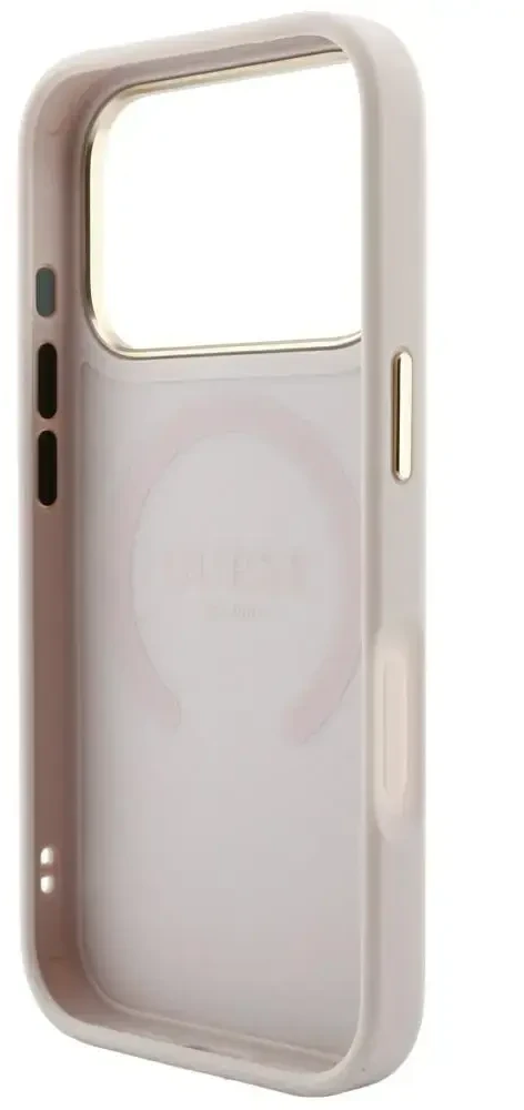 Dėklas Guess Saffiano Peony & Ring MagSafe do iPhone 18 Pro Max / 17 Pro Max rožinė