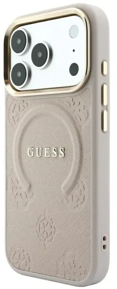 Dėklas Guess Saffiano Peony & Ring MagSafe do iPhone 18 Pro Max / 17 Pro Max rožinė