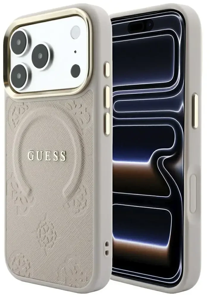 Dėklas Guess Saffiano Peony & Ring MagSafe do iPhone 18 Pro Max / 17 Pro Max rožinė