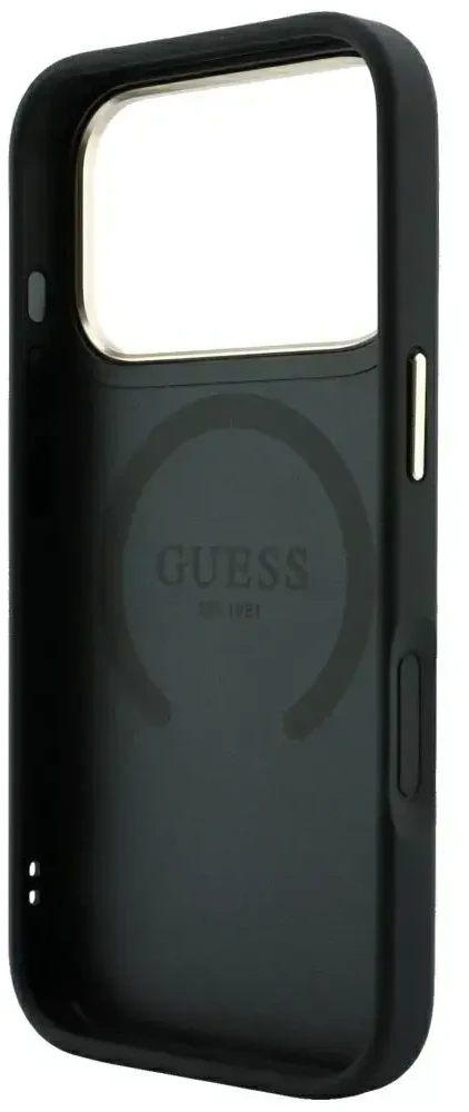 Dėklas Guess Saffiano Peony & Ring MagSafe do iPhone 18 Pro / 17 Pro juoda