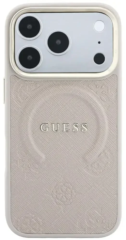 Dėklas Guess Saffiano Peony & Ring MagSafe do iPhone 18 Pro Max / 17 Pro Max rožinė
