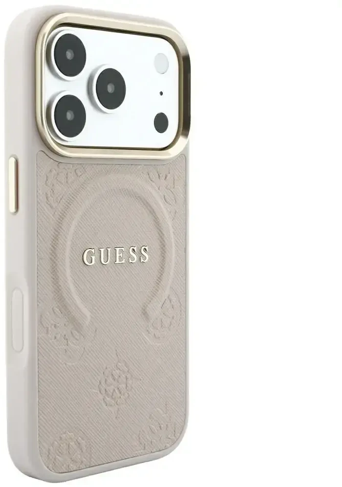 Dėklas Guess Saffiano Peony & Ring MagSafe do iPhone 18 Pro Max / 17 Pro Max rožinė
