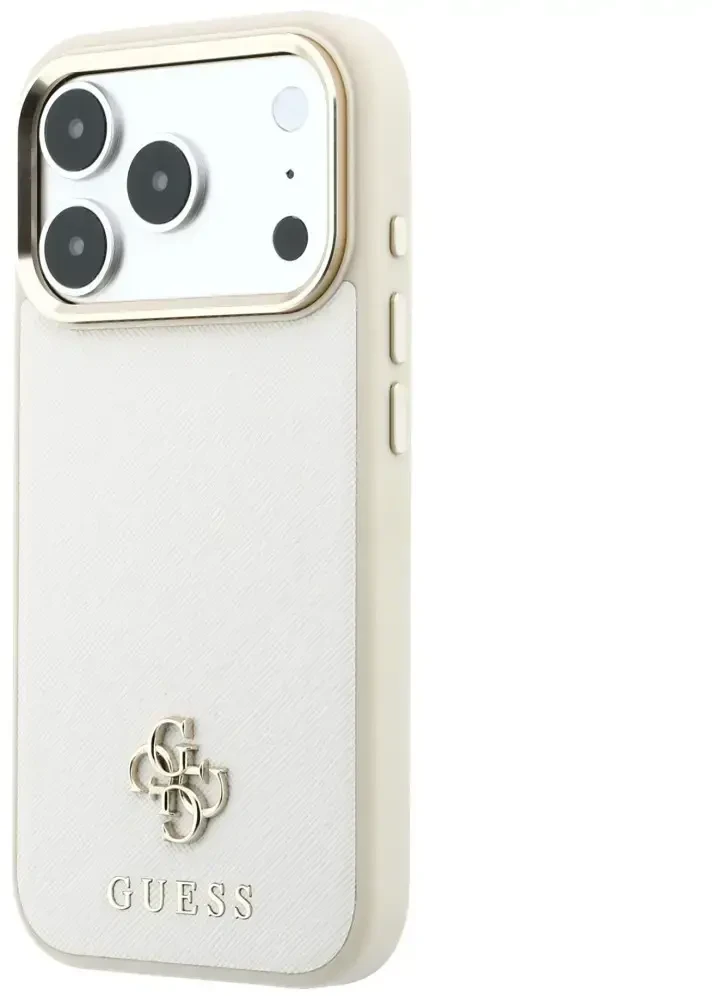 Dėklas Guess Saffiano Small 4G & Classic Logo MagSafe do iPhone 18 Pro Max / 17 Pro Max smėlio spalva