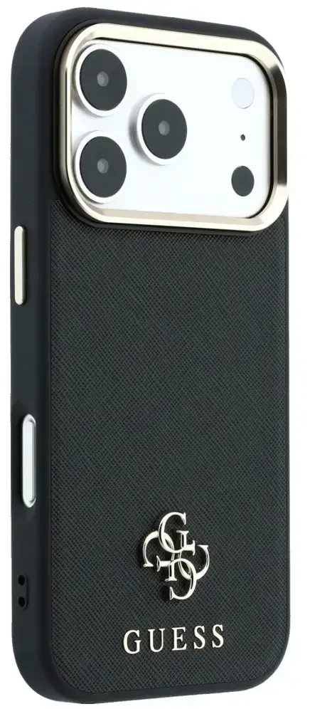 Dėklas Guess Saffiano Small 4G & Classic Logo MagSafe do iPhone 18 Pro Max / 17 Pro Max juoda