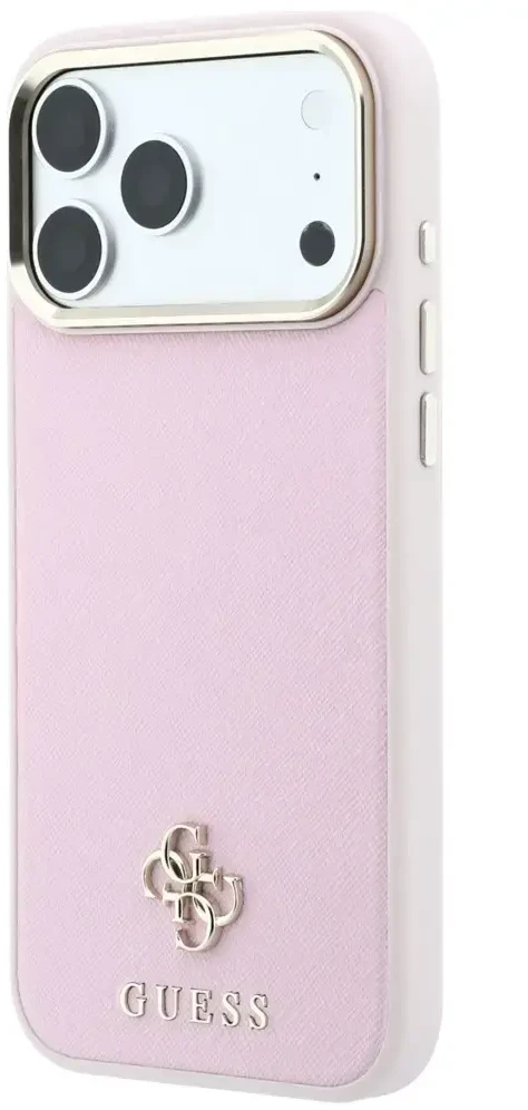Dėklas Guess Saffiano Small 4G & Classic Logo MagSafe do iPhone 18 Pro / 17 Pro rožinė