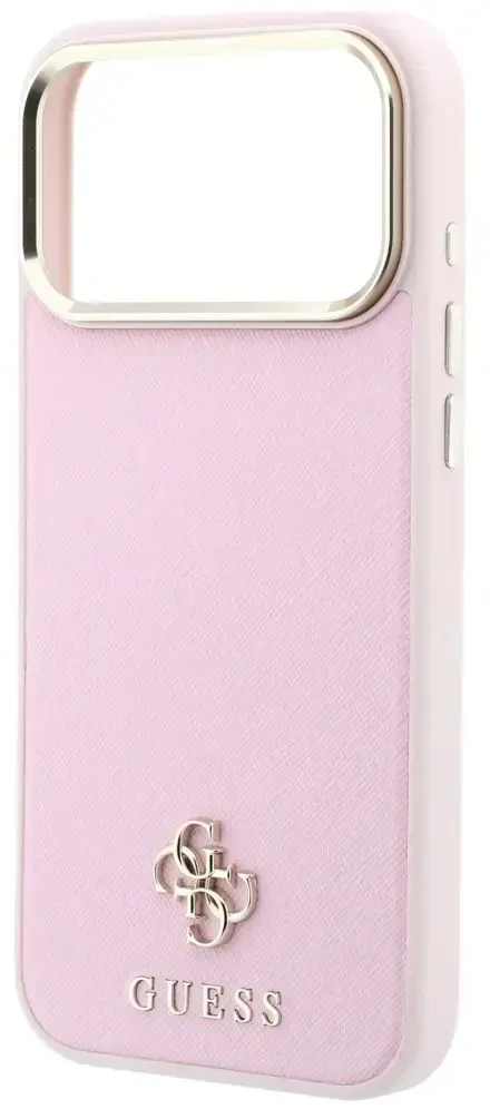Dėklas Guess Saffiano Small 4G & Classic Logo MagSafe do iPhone 18 Pro / 17 Pro rožinė