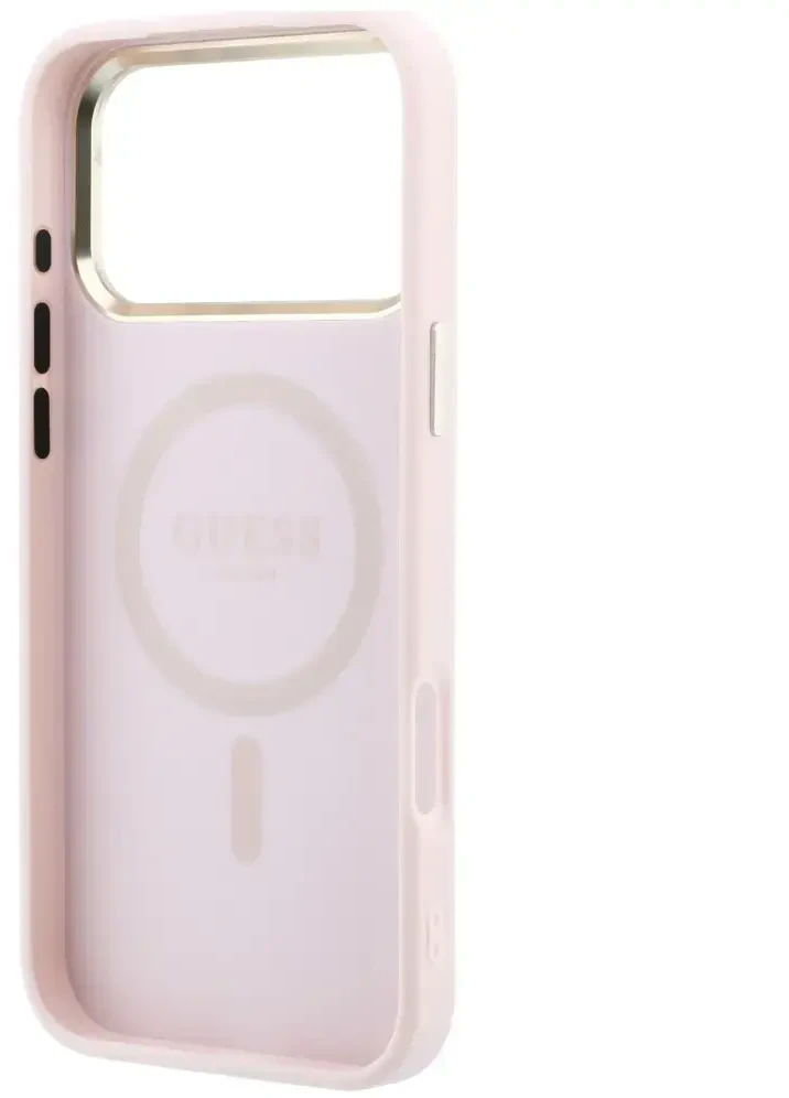 Dėklas Guess Saffiano Small 4G & Classic Logo MagSafe do iPhone 18 Pro / 17 Pro rožinė