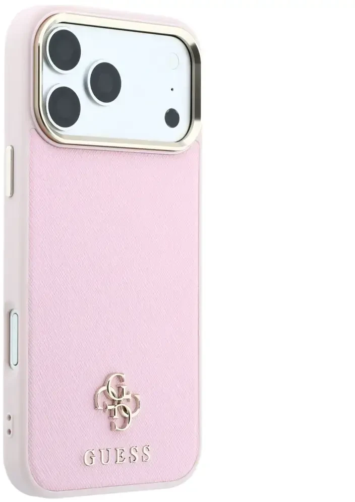 Dėklas Guess Saffiano Small 4G & Classic Logo MagSafe do iPhone 18 Pro / 17 Pro rožinė