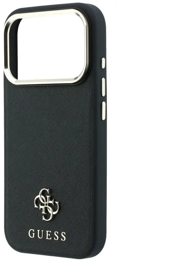 Dėklas Guess Saffiano Small 4G & Classic Logo MagSafe do iPhone 18 Pro Max / 17 Pro Max juoda