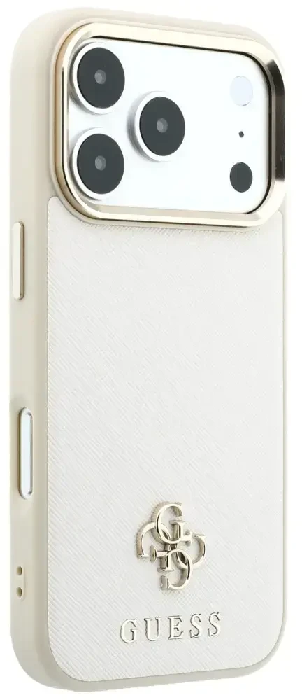 Dėklas Guess Saffiano Small 4G & Classic Logo MagSafe do iPhone 18 Pro Max / 17 Pro Max smėlio spalva