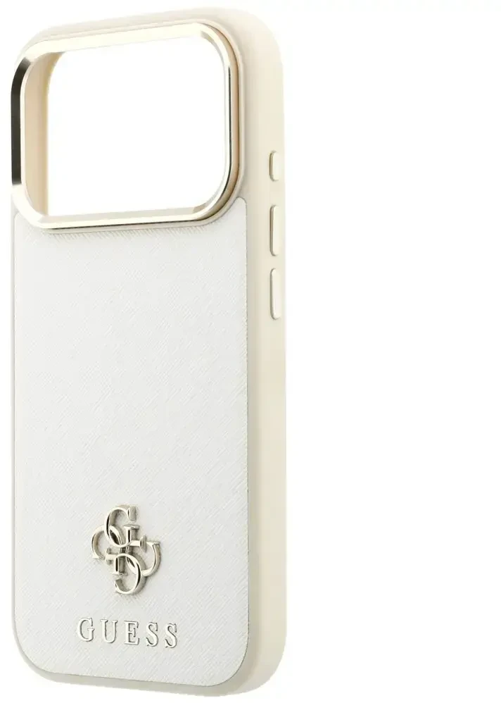Dėklas Guess Saffiano Small 4G & Classic Logo MagSafe do iPhone 18 Pro Max / 17 Pro Max smėlio spalva