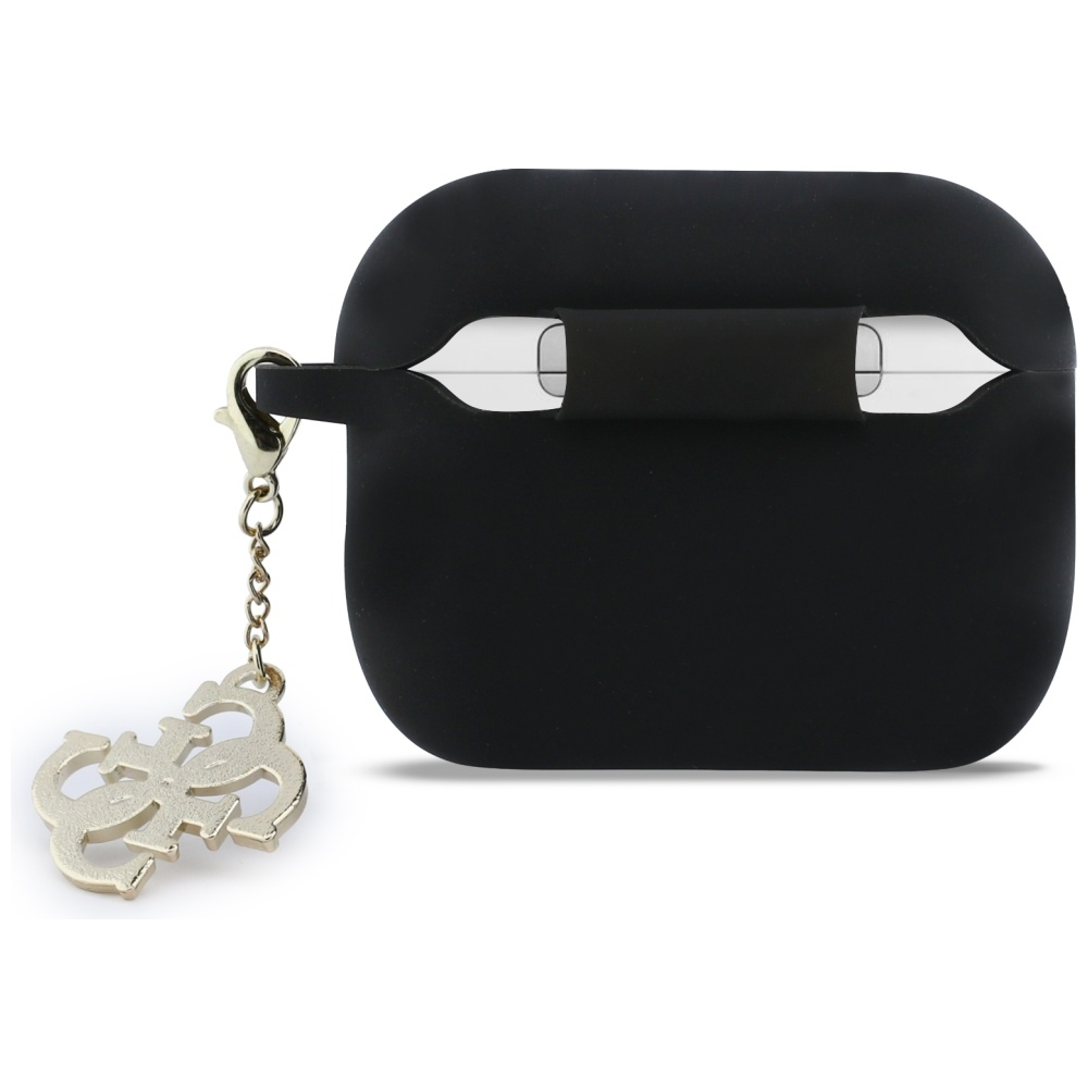 Guess 4G Charm silikoninis dėklas skirtas AirPods Pro 3 juodos spalvos