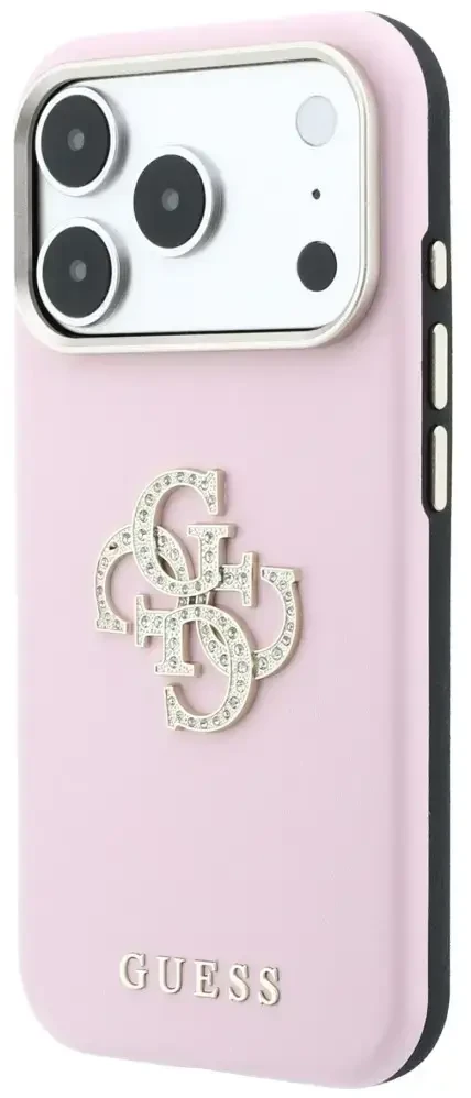 Dėklas Guess Smooth & Big Strass Logo do iPhone 18 Pro / 17 Pro rožinė