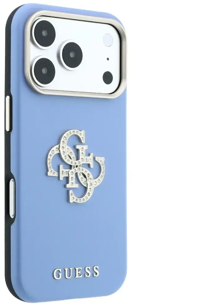 Dėklas Guess Smooth & Big Strass Logo do iPhone 18 Pro Max / 17 Pro Max mėlyna